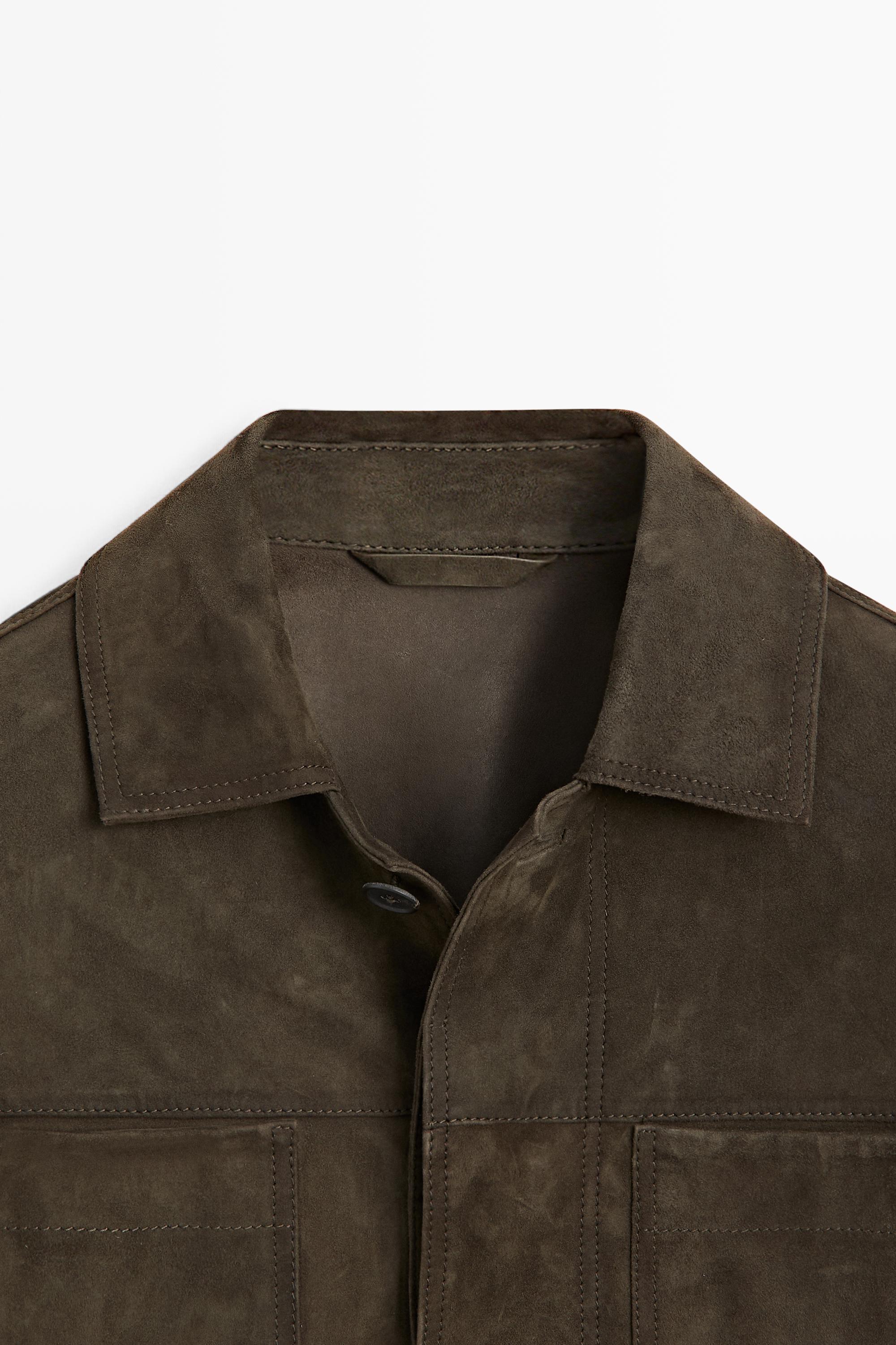 Veste en cuir effet daim relaxed fit